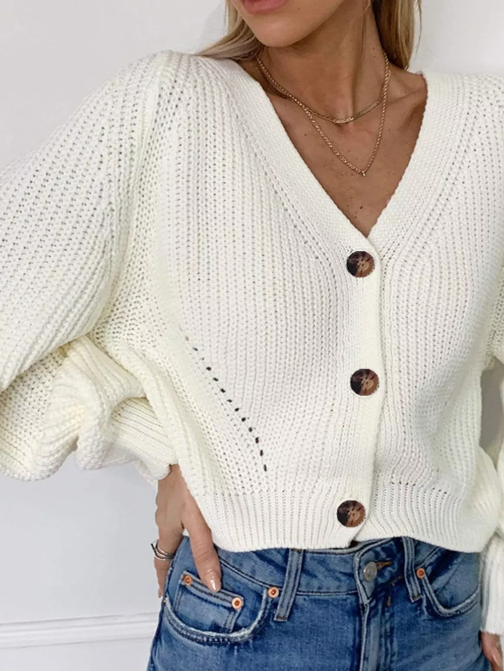 Full Size Chunky Knit Button-Down Cardigan Plus Size, image 6