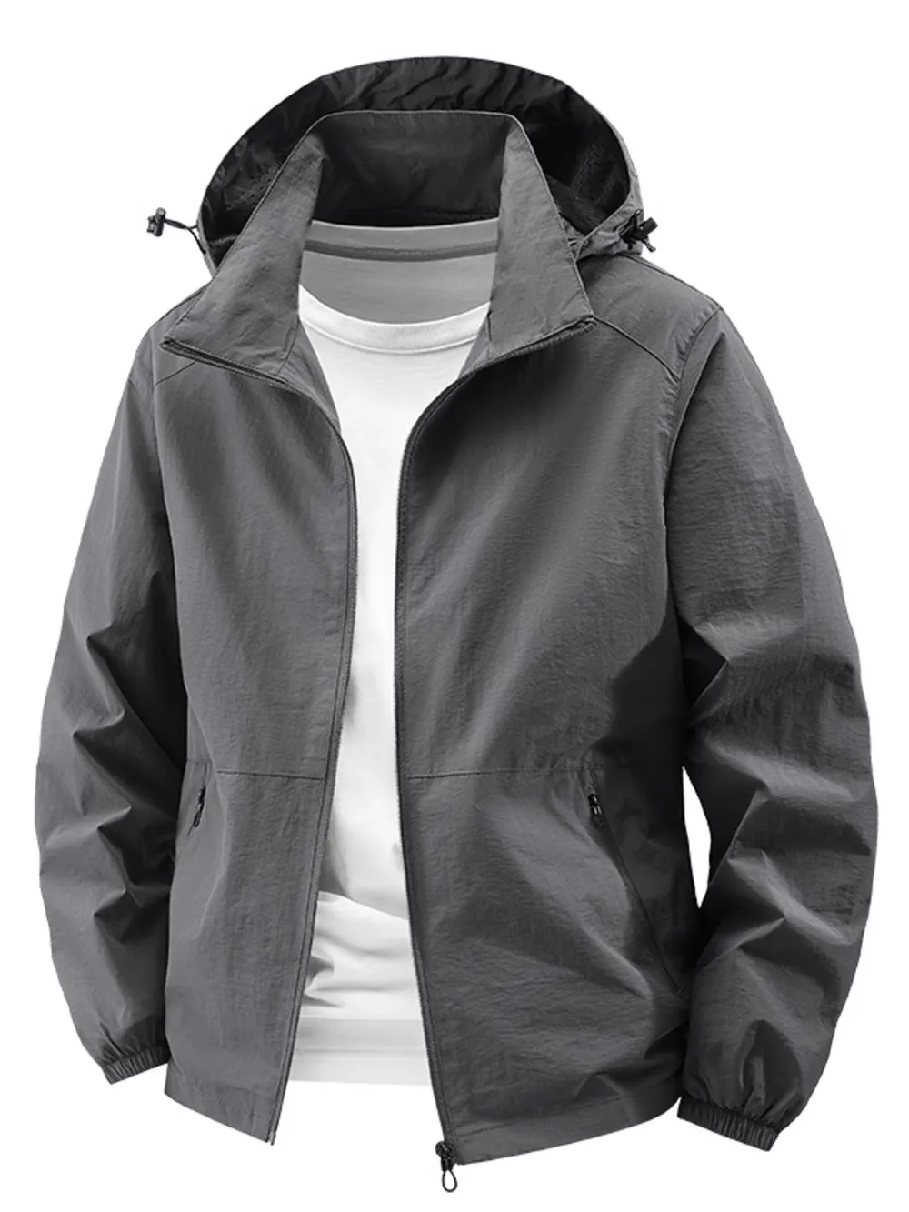 Men's Plus Size Lightweight Hooded Windbreaker Jacket, image 4