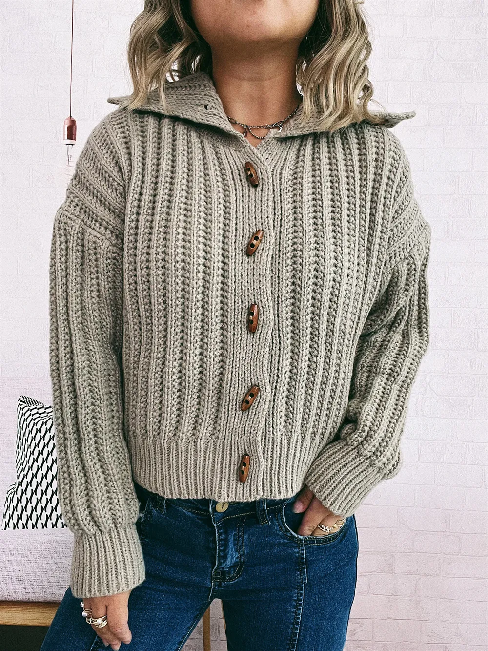 Button Up Long Sleeve Cardigan, image 5