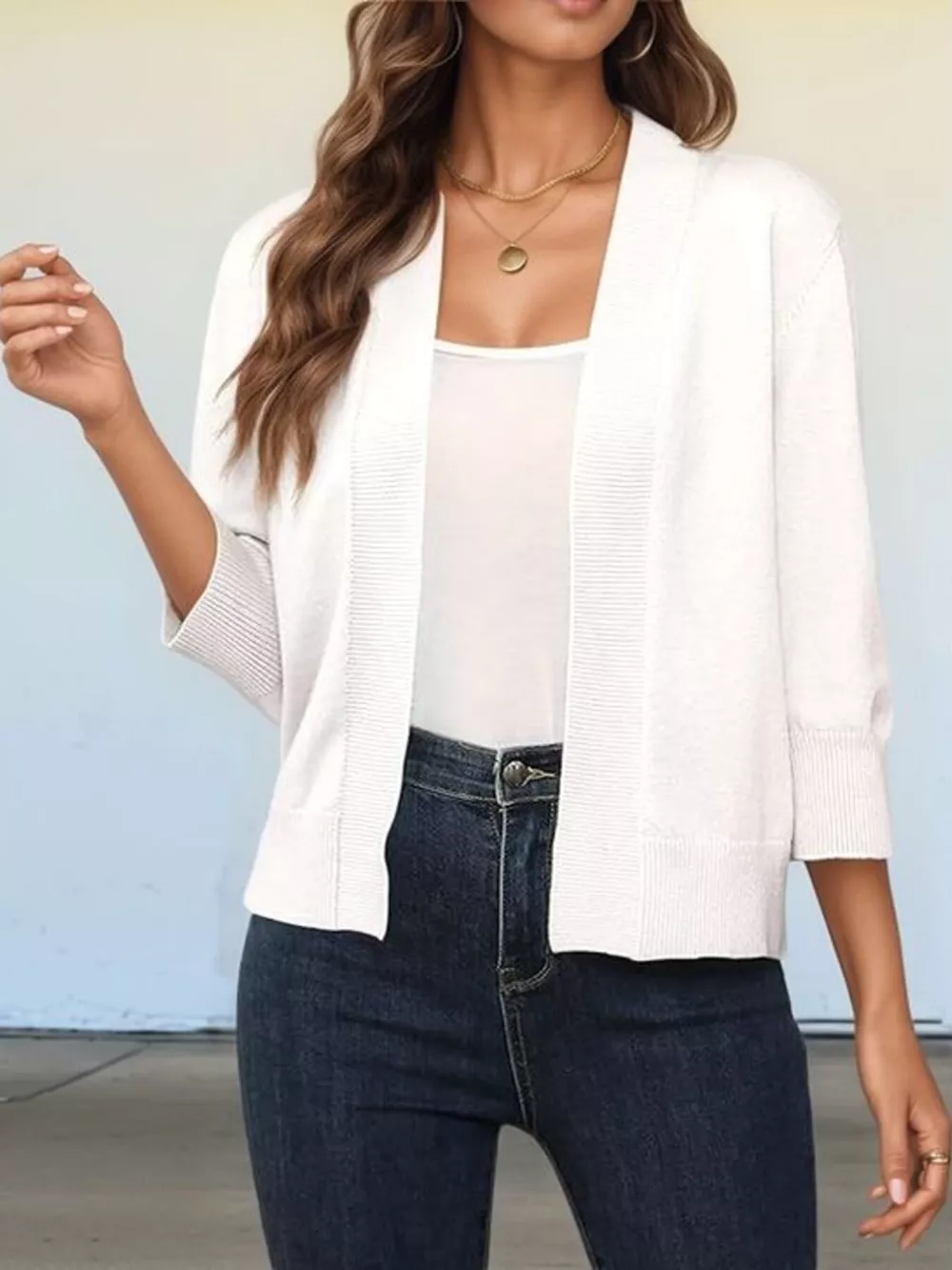 Open Front Ribbed Hem Cardigan, image 25