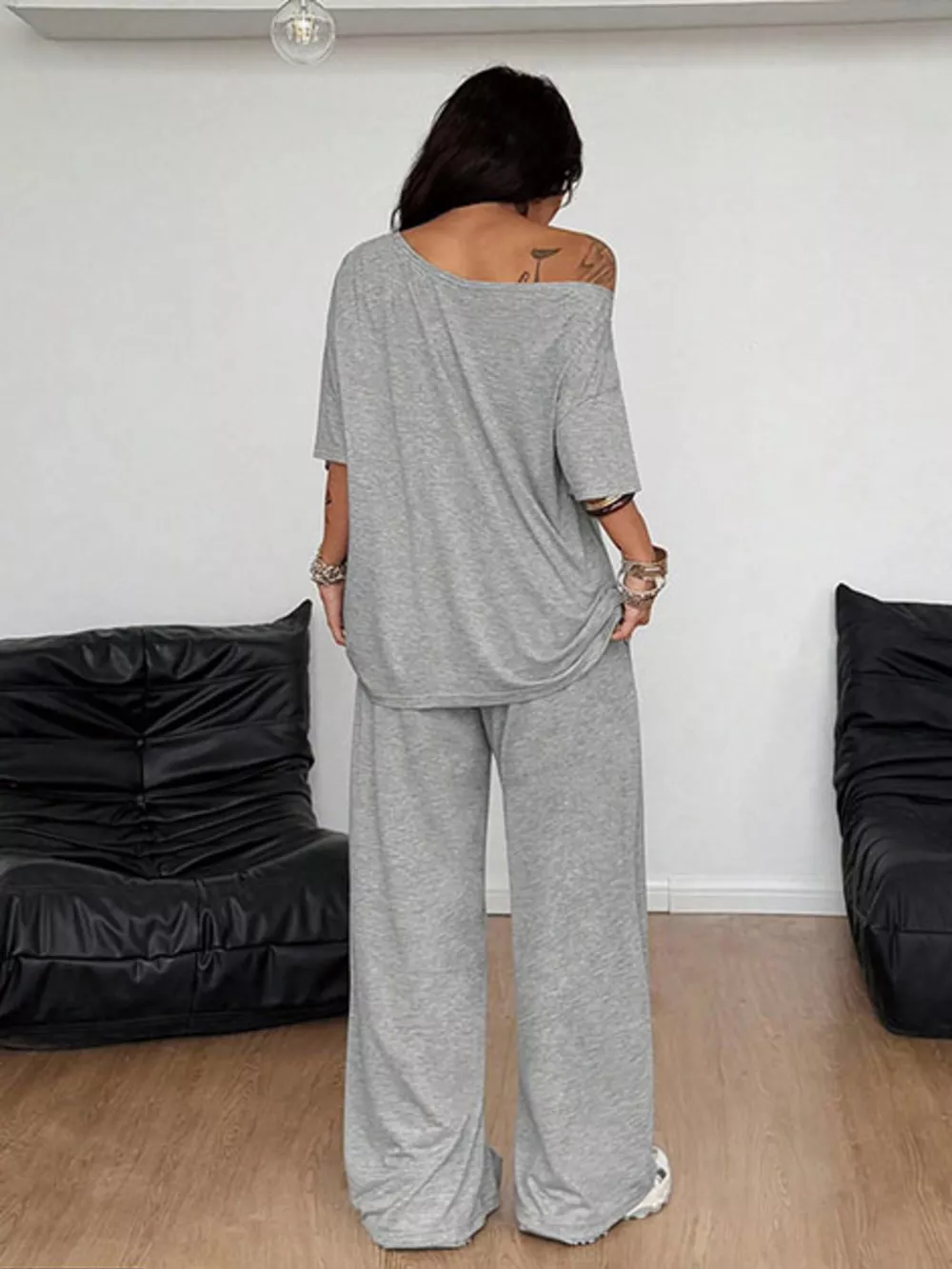 Full Size One-Shoulder Top and Drawstring Pants Set Plus Size, image 16