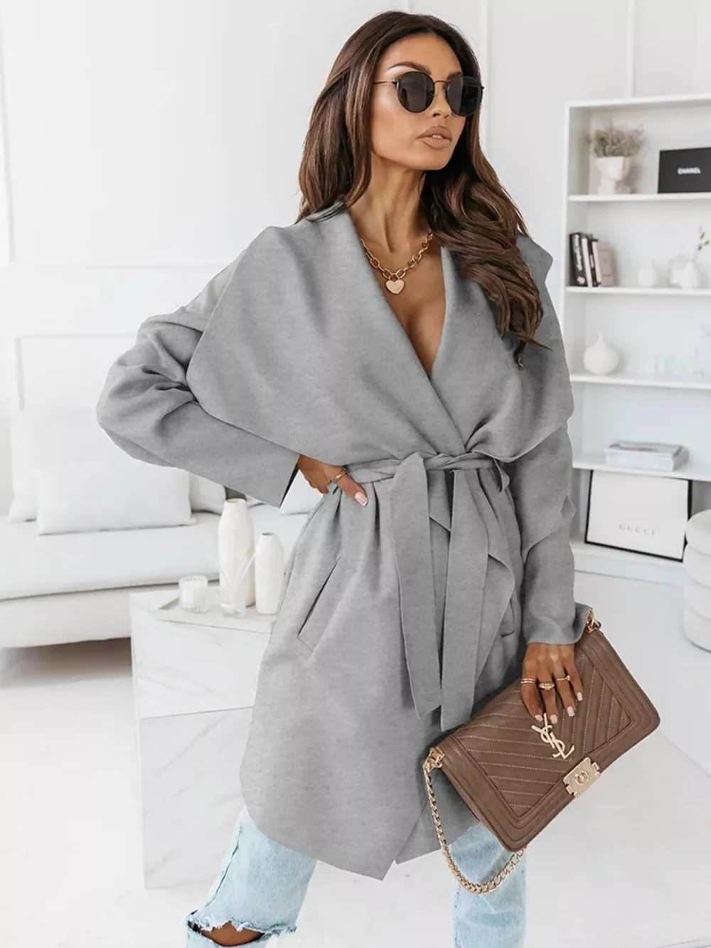 Tie Waist Long Sleeve Outerwear, image 9