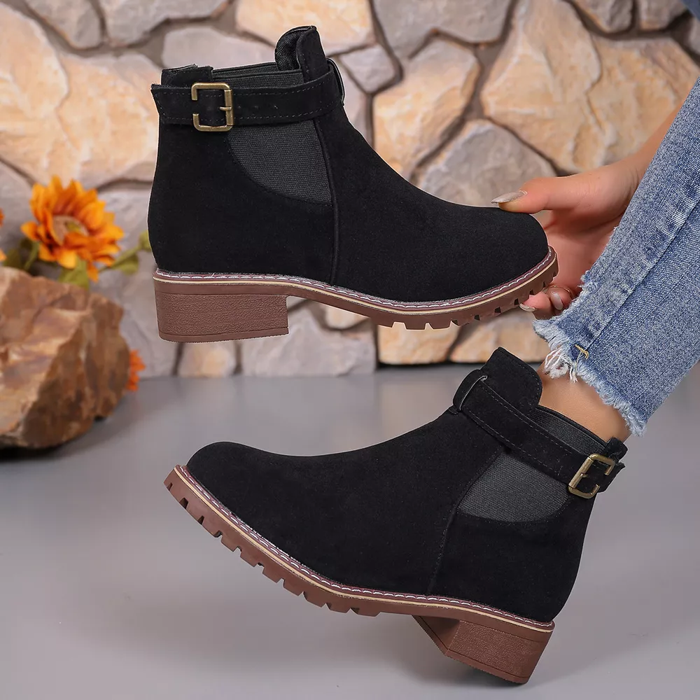 Round Toe Block Heels Boots, image 2