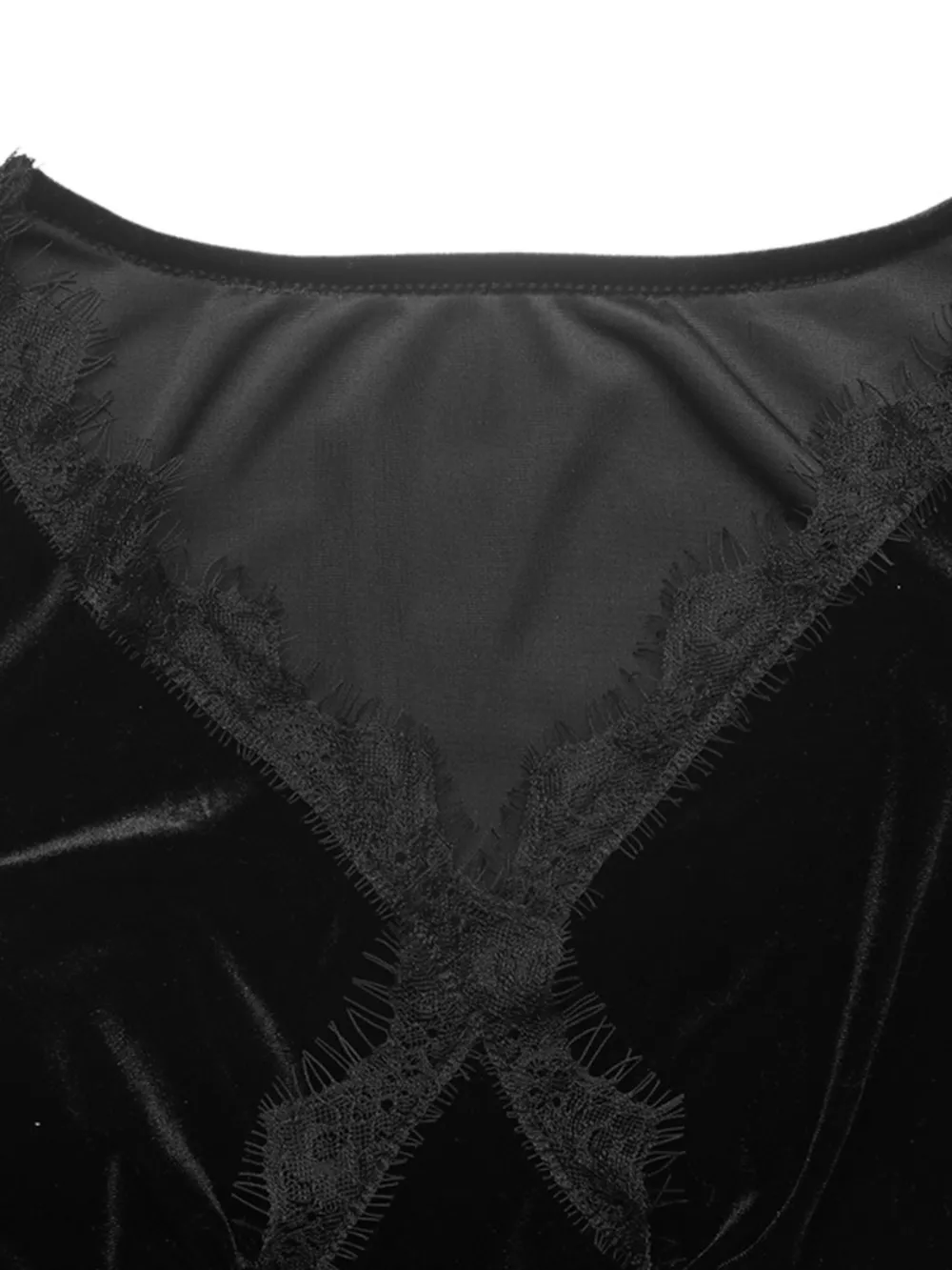 Velvet Lace Trim V-Neck Mini Dress, image 8