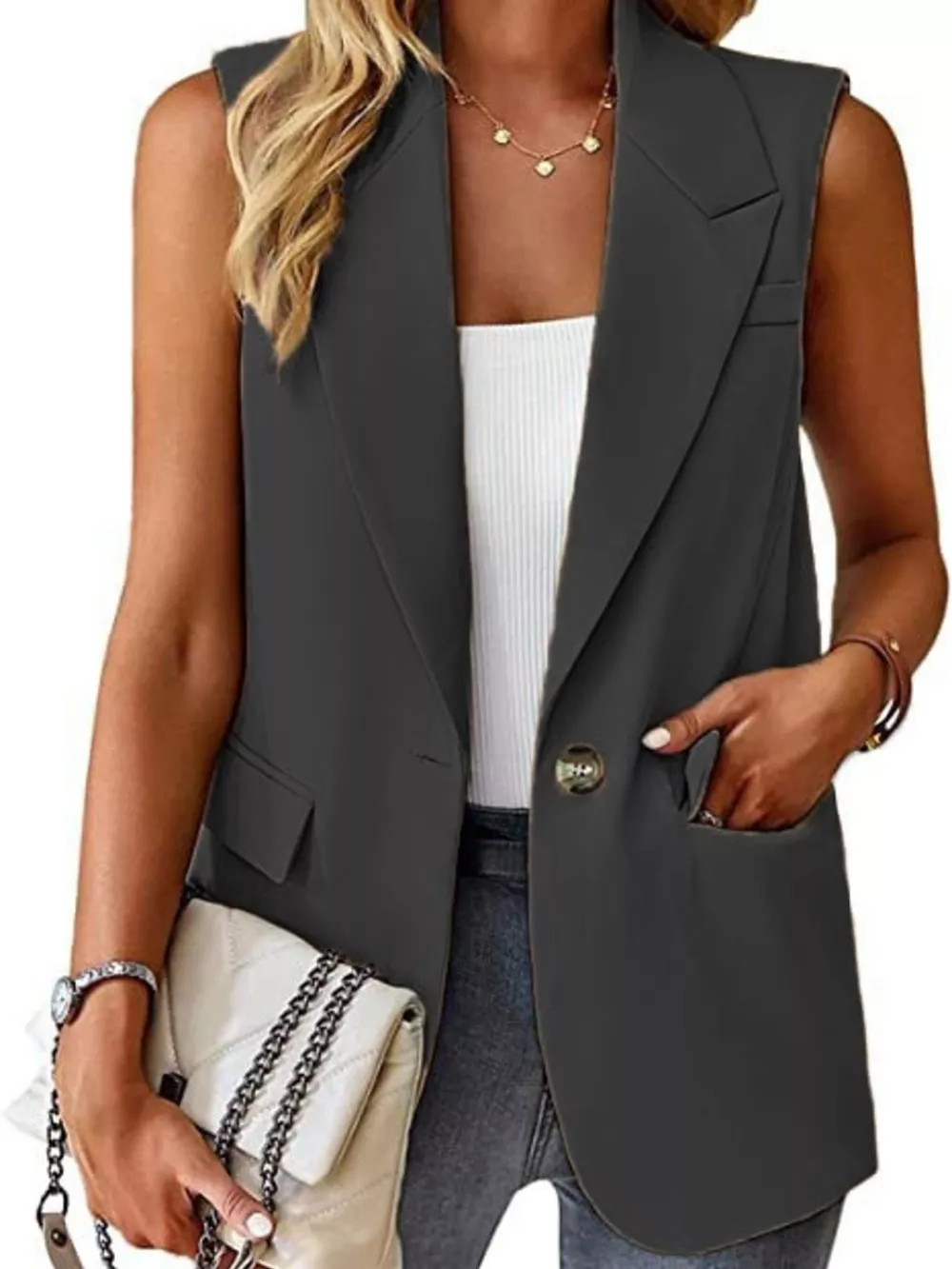 One Button Blazer Vest, image 17