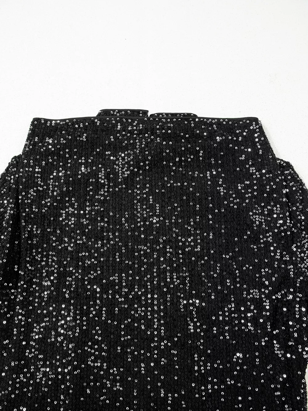 Sequin Mock Neck Drape Open Back Bell Sleeve Top, image 7