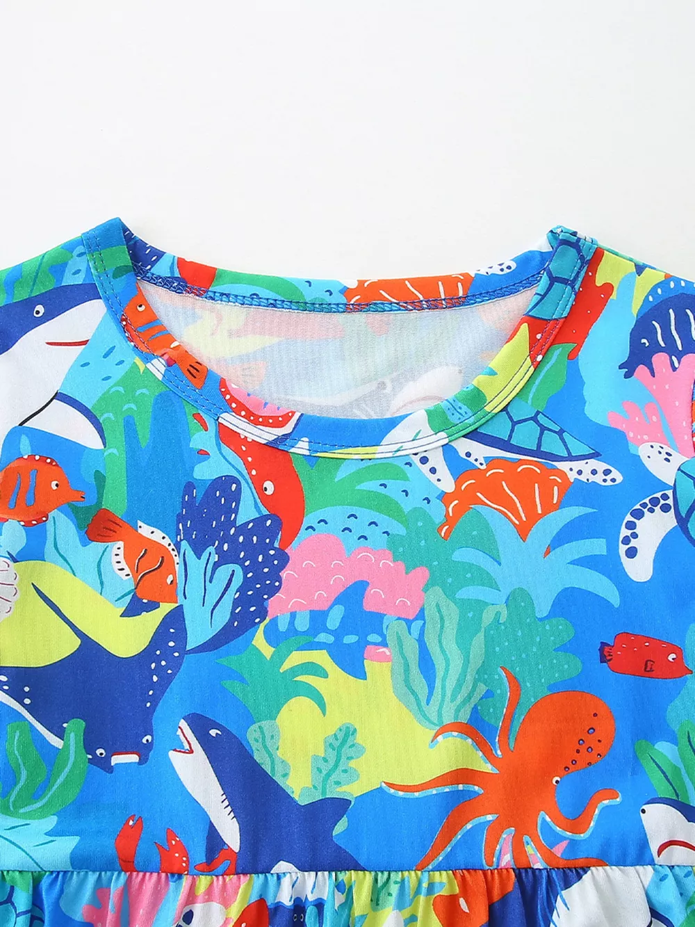 Children's Ocean Print Round Neck Casual Dress, image 2