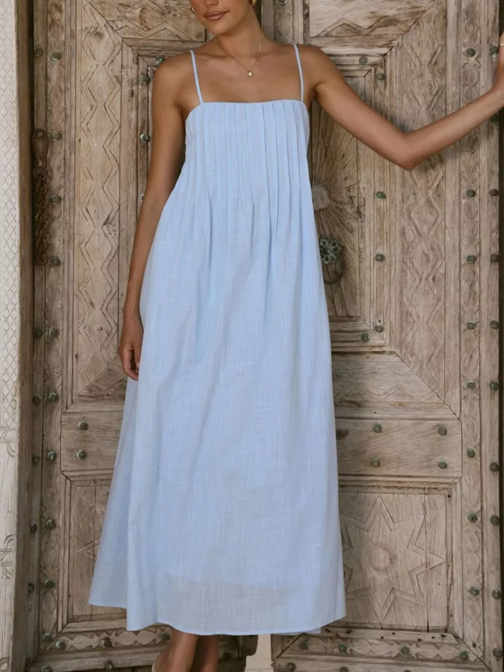 Pleated Bodice Midi Cami Dress, image 8
