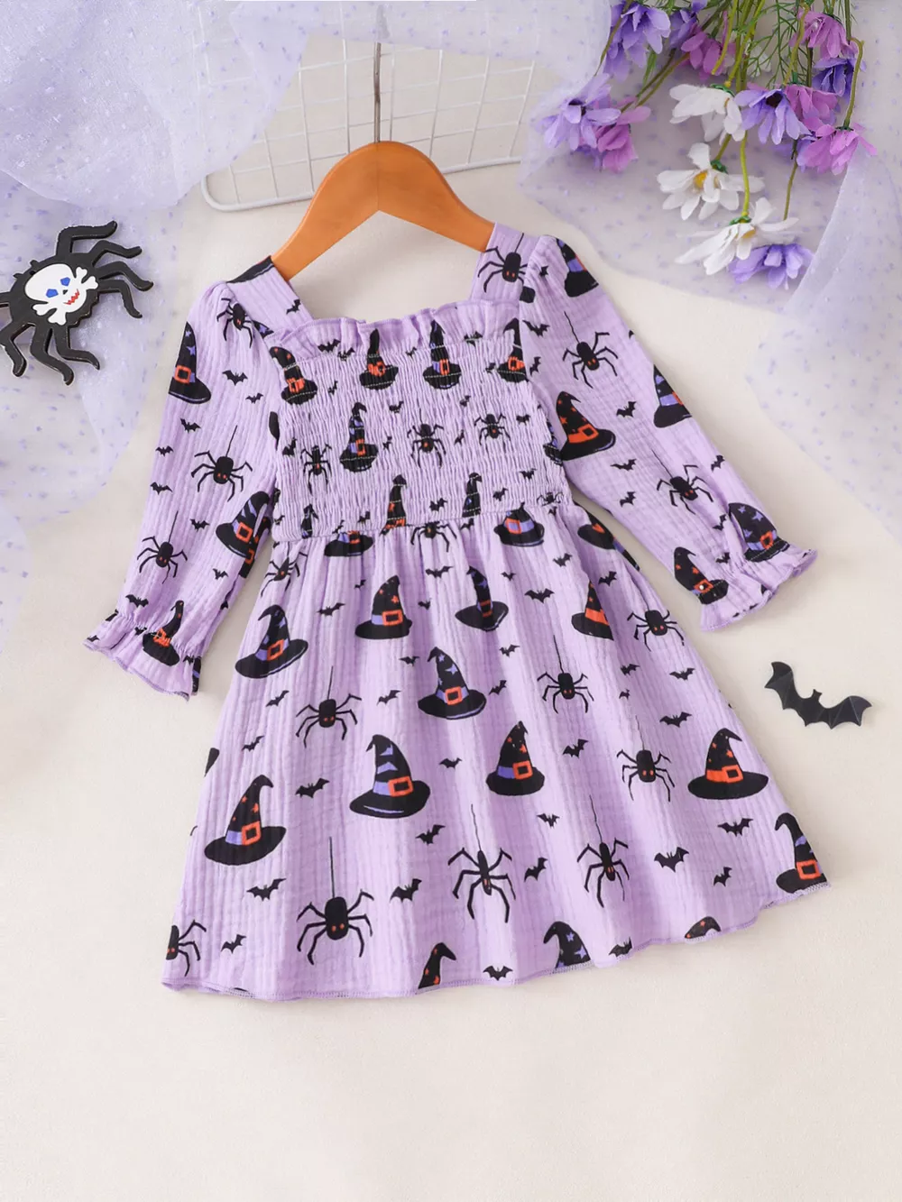 Children's Smocked Halloween Print Dress, image 6
