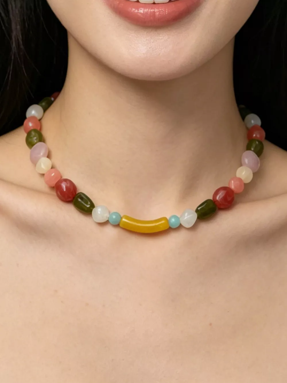 Colorful Beaded Choker Necklace, image 5