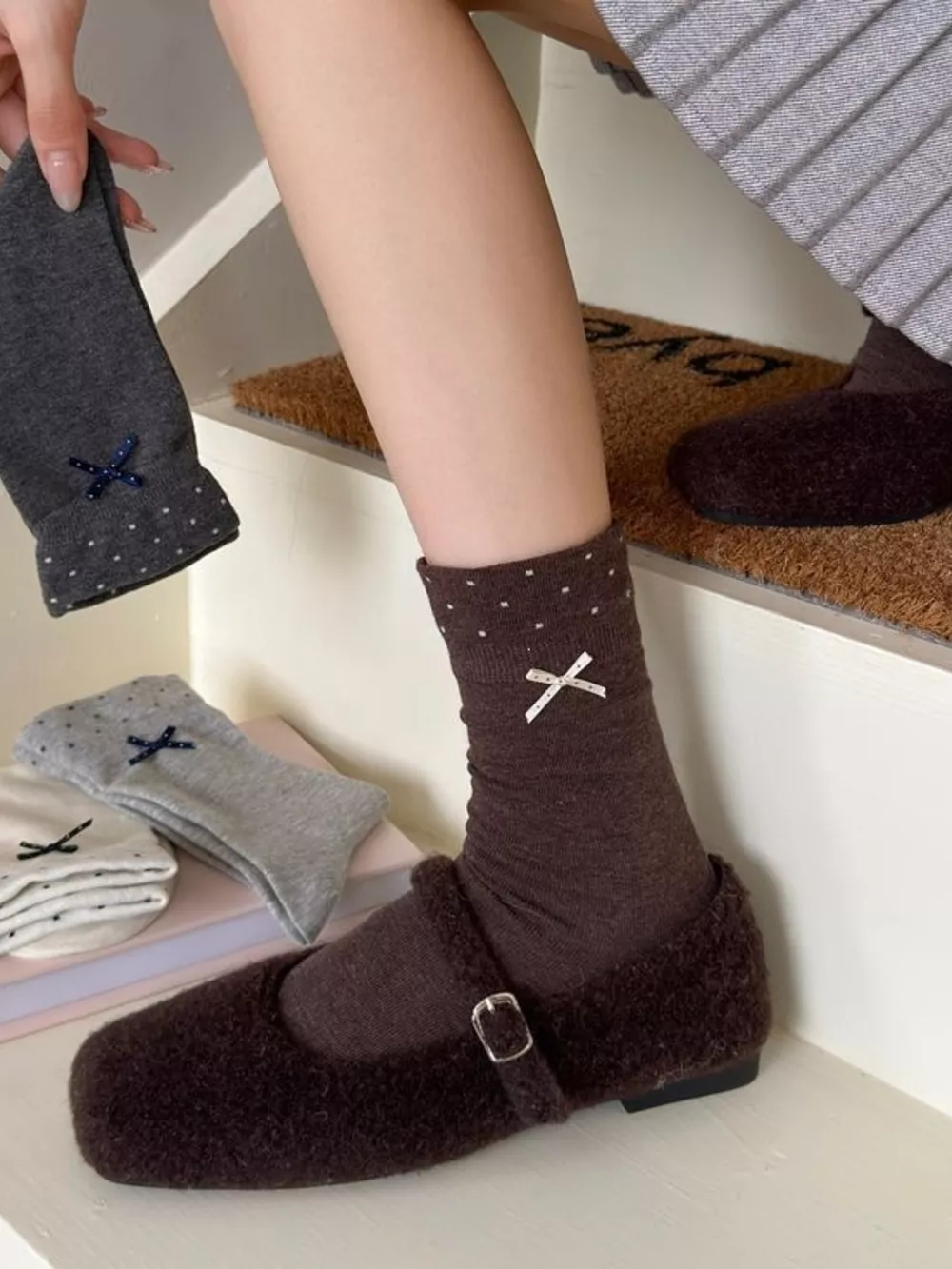 Polka Dot Crew Socks, image 4