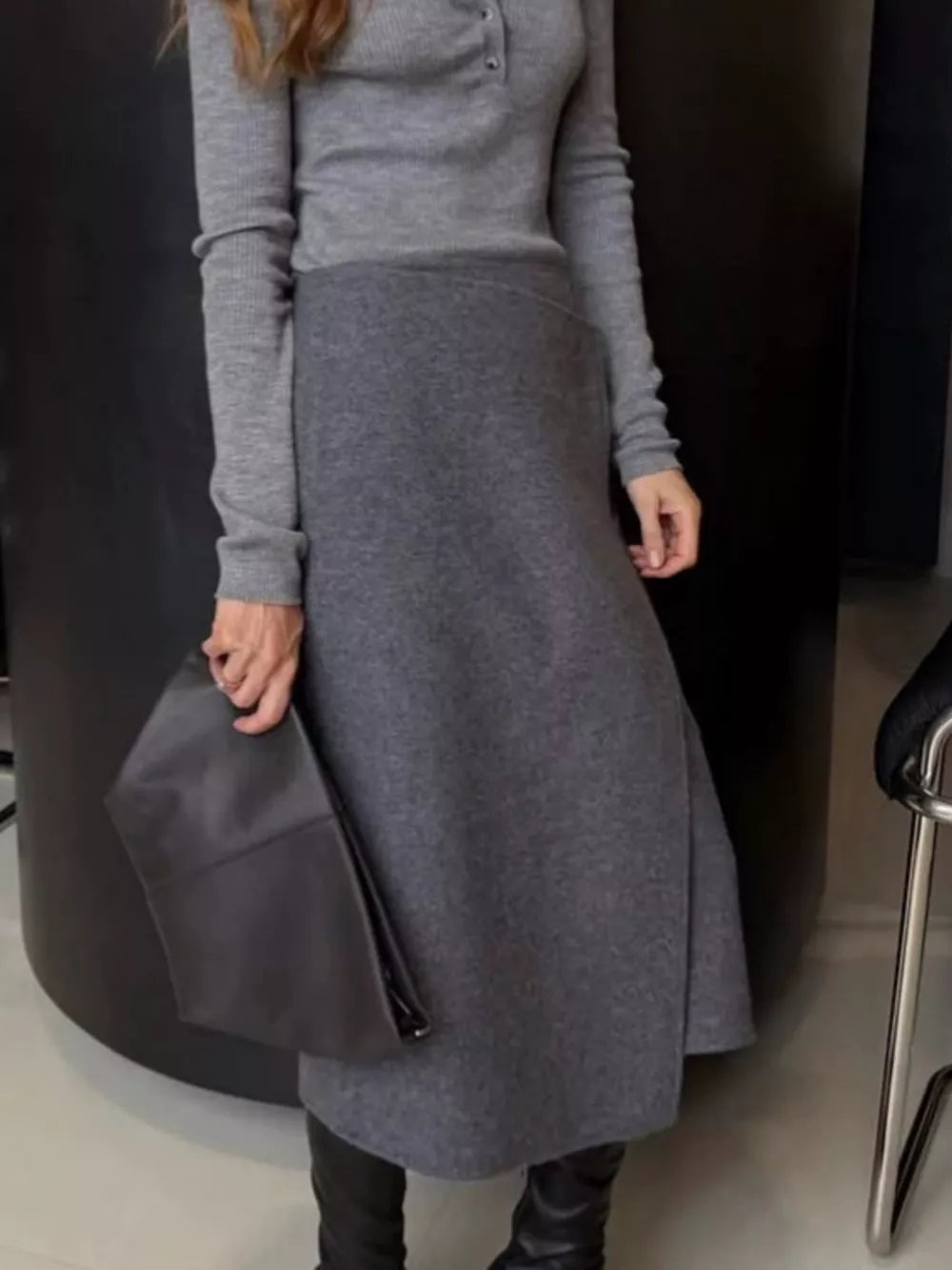 High-Waisted Wrap Midi Skirt, image 5