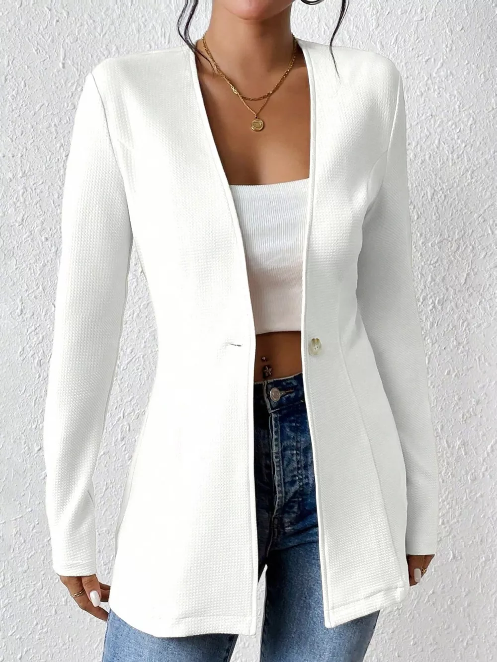 One Button Long Sleeve Blazer, image 12