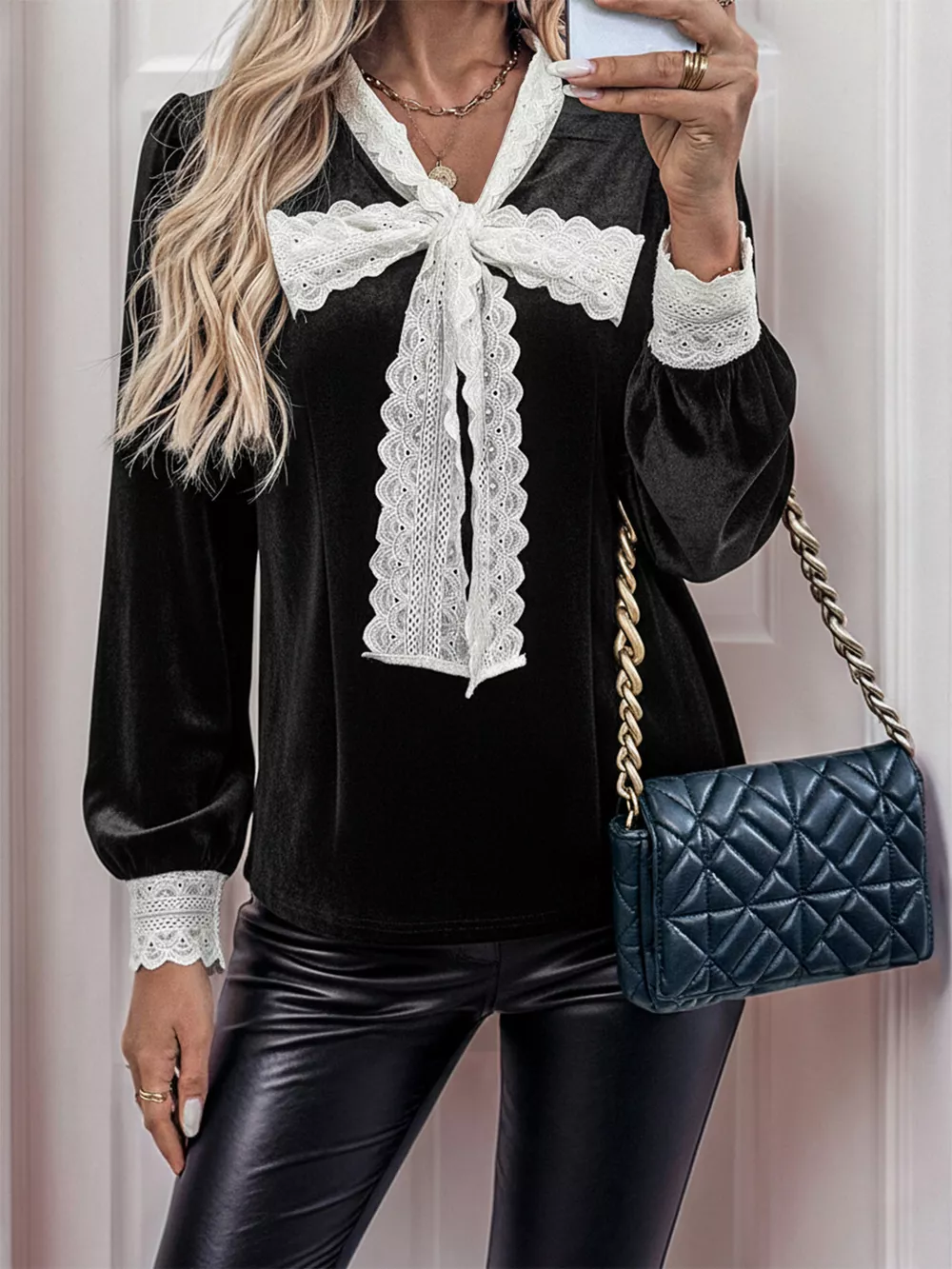 Lace Detail Long Sleeve Blouse, image 4