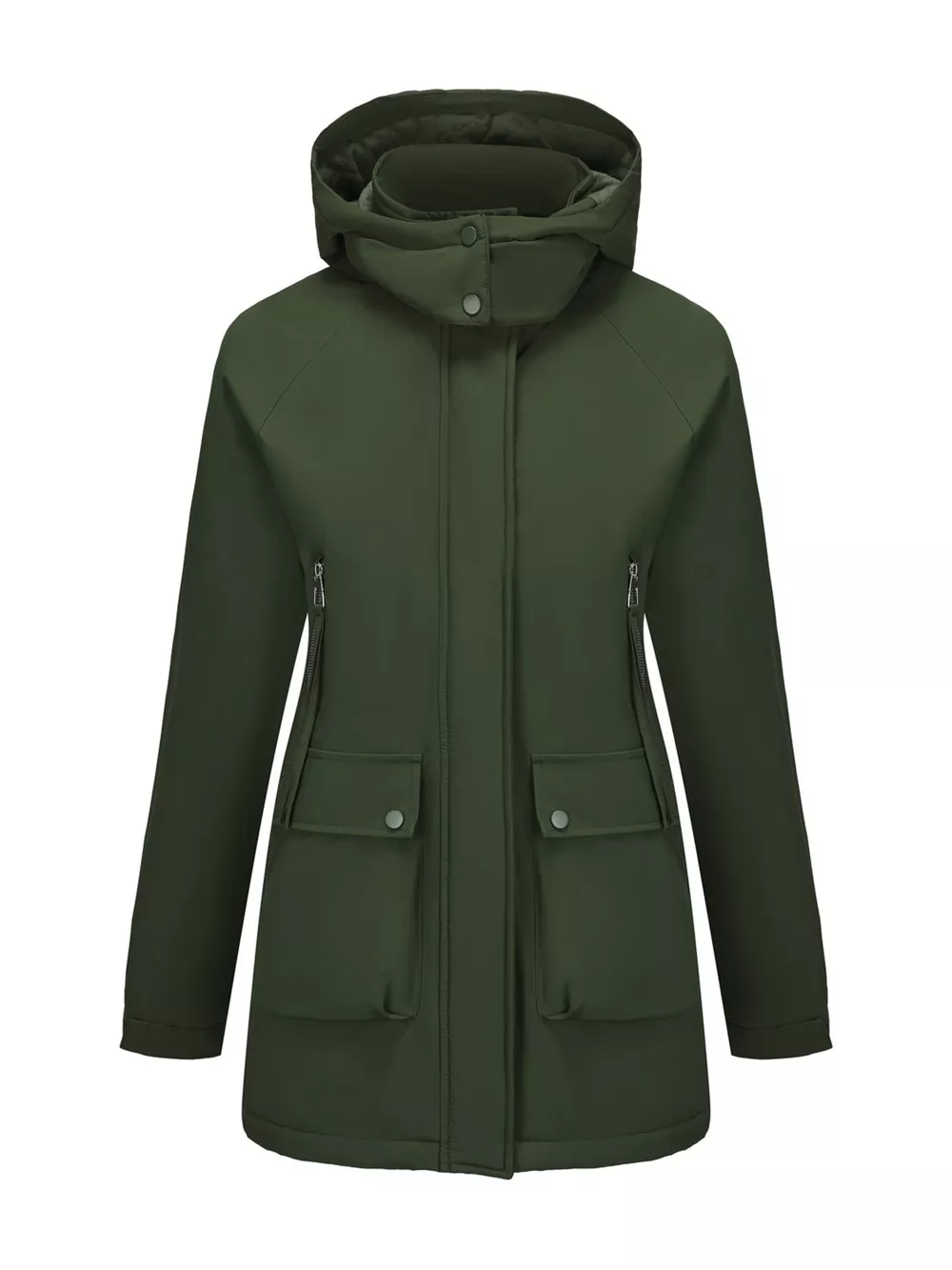 Full Size Zip Up Hooded Parka Outerwear Plus Size, image 6