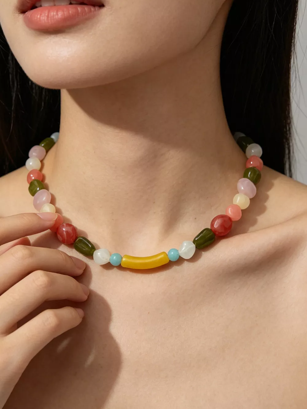 Colorful Beaded Choker Necklace