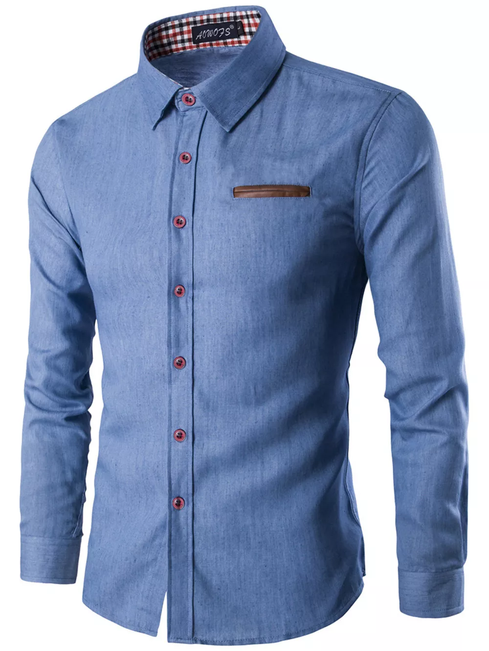 Men's Plus Size Casual Slim Fit Long Sleeve Denim Shirt, image 2
