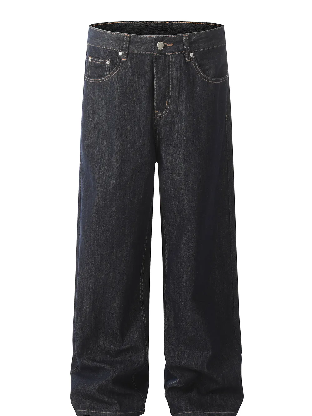 Men's Washed High Waist Straight Jeans