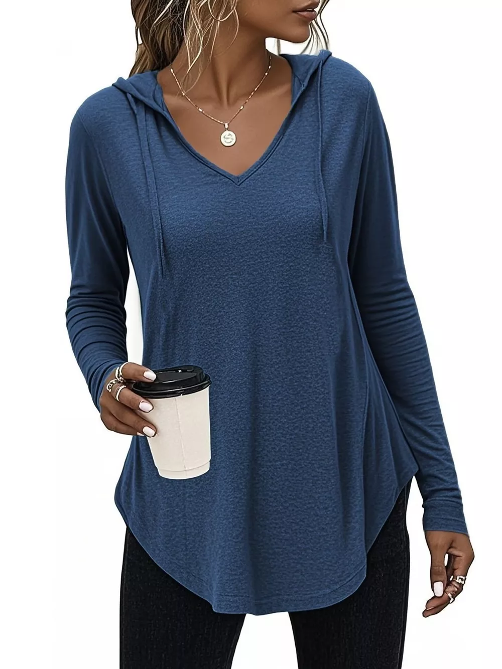Full Size Drawstring Long Sleeve Hooded Top Plus Size