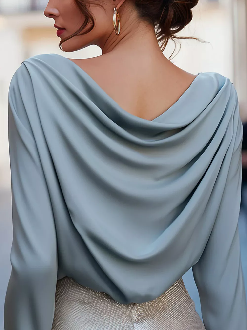 Cowl Neck Long Sleeve Blouse, image 3