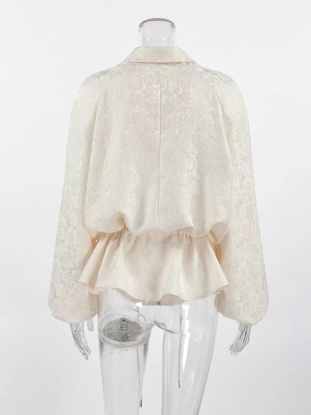 Jacquard Zip-Up Peplum Jacket, image 9