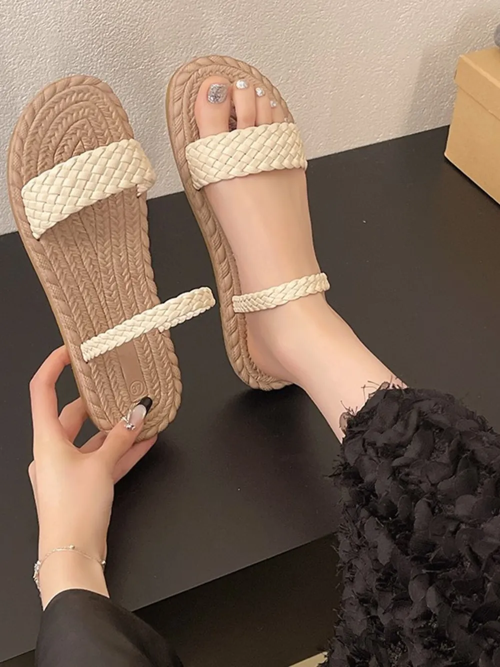 Braided Strap Espadrille Sandals, image 3