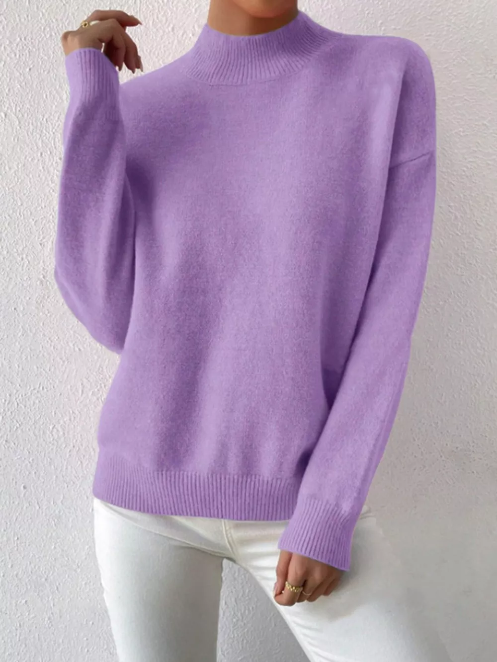 Mock Neck Dropped Shoulder Sweater, image 23