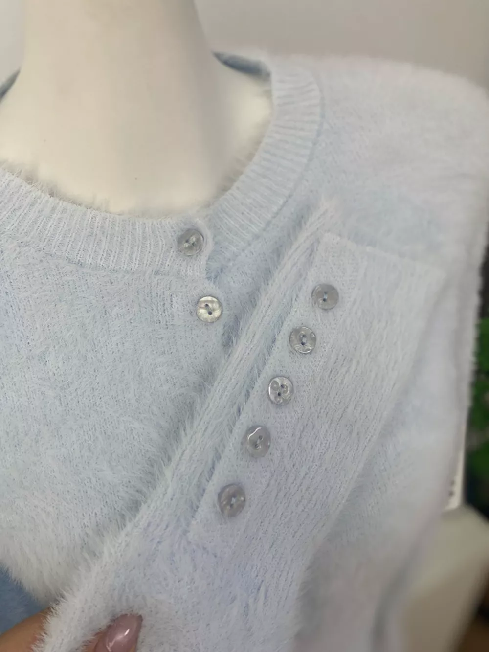 Soft Fuzzy Button-Down Cropped Cardigan, image 16