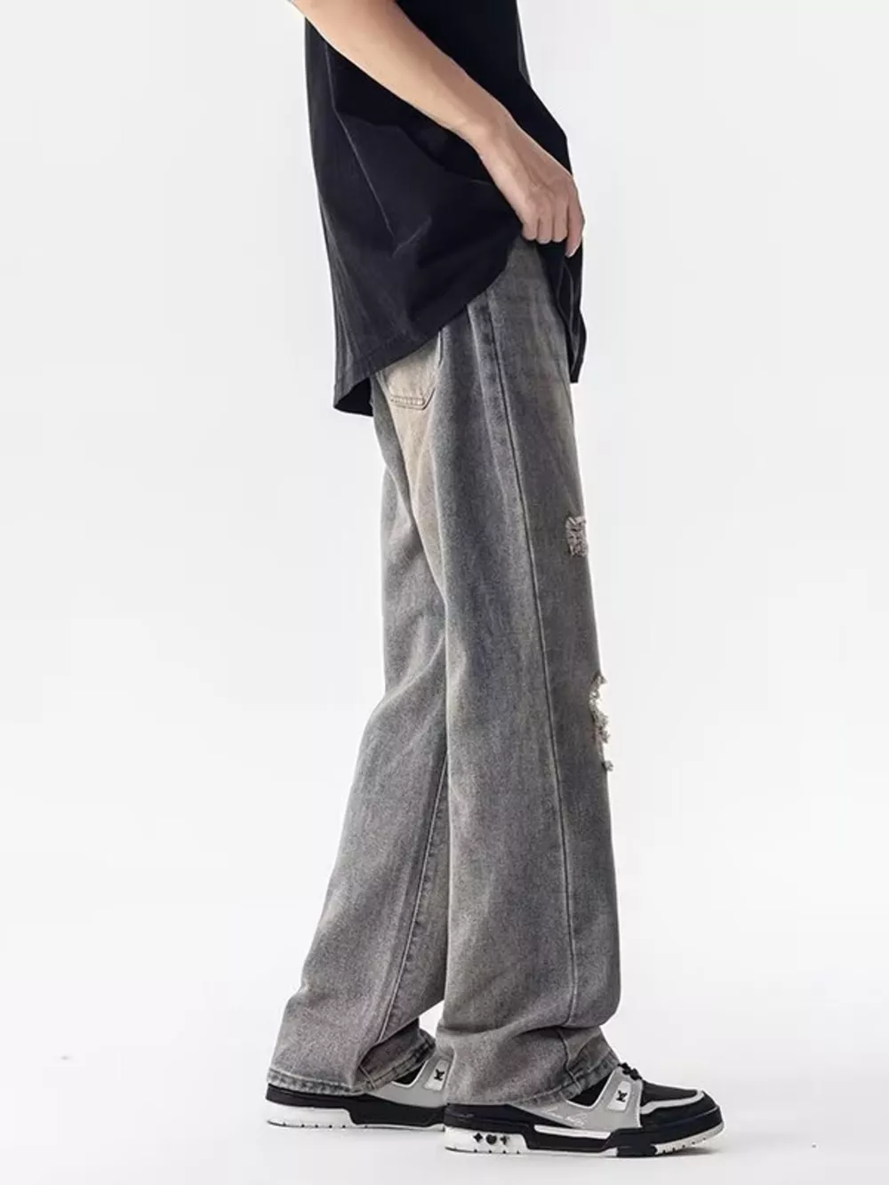 Men's Full Size Distressed Loose Fit Jeans Plus Size, image 4