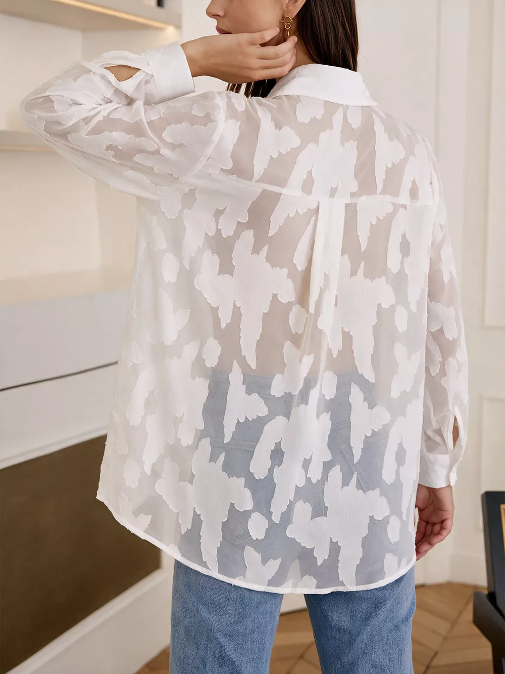 Sheer Button-Down Shirt, image 5