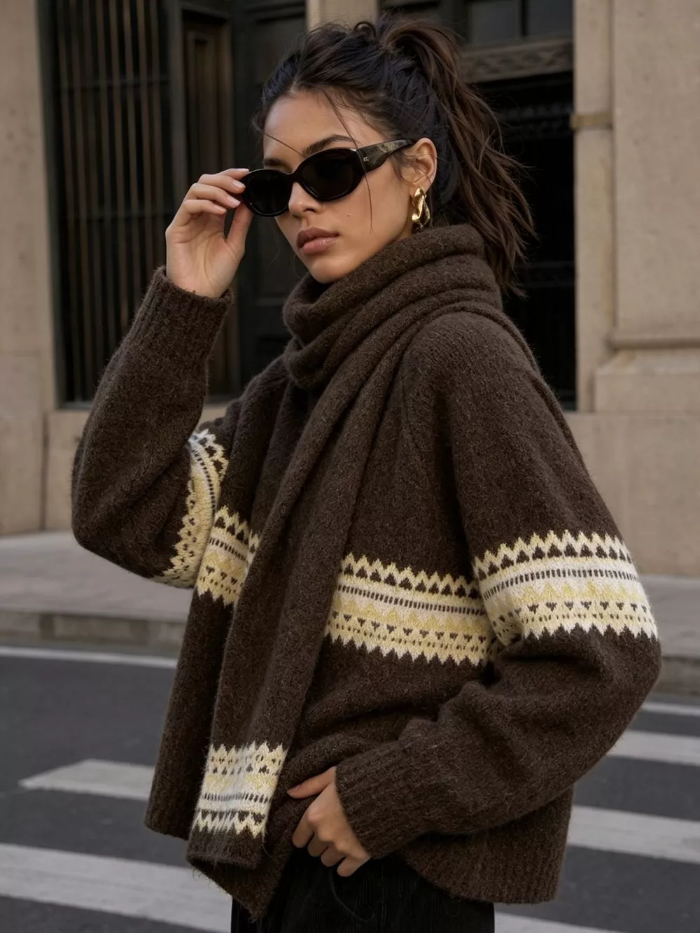Geometric Button Down Knit Cardigan, image 12
