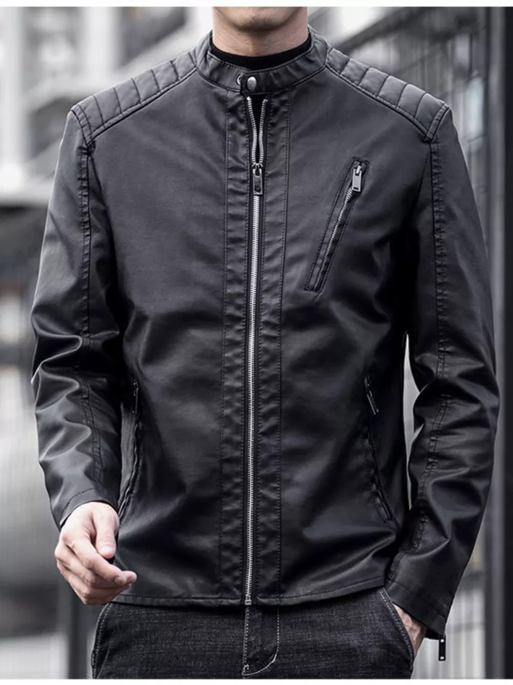 Men's Plus Size Zip Up Long Sleeve Jacket, image 2