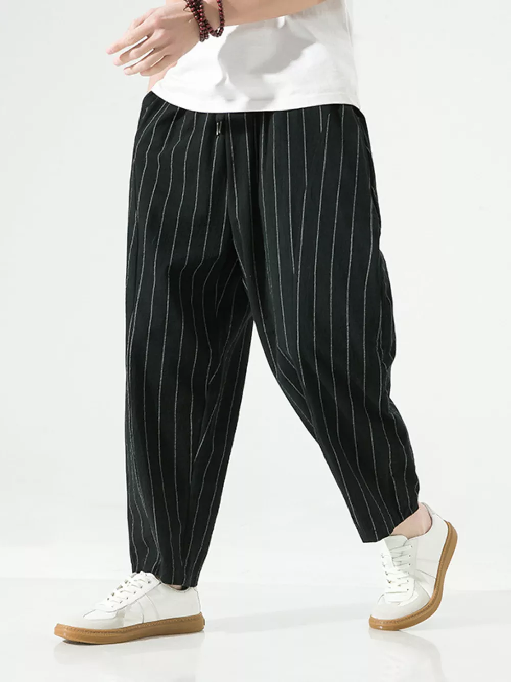 Men's Plus Size Striped Casual Loose Pants, image 2