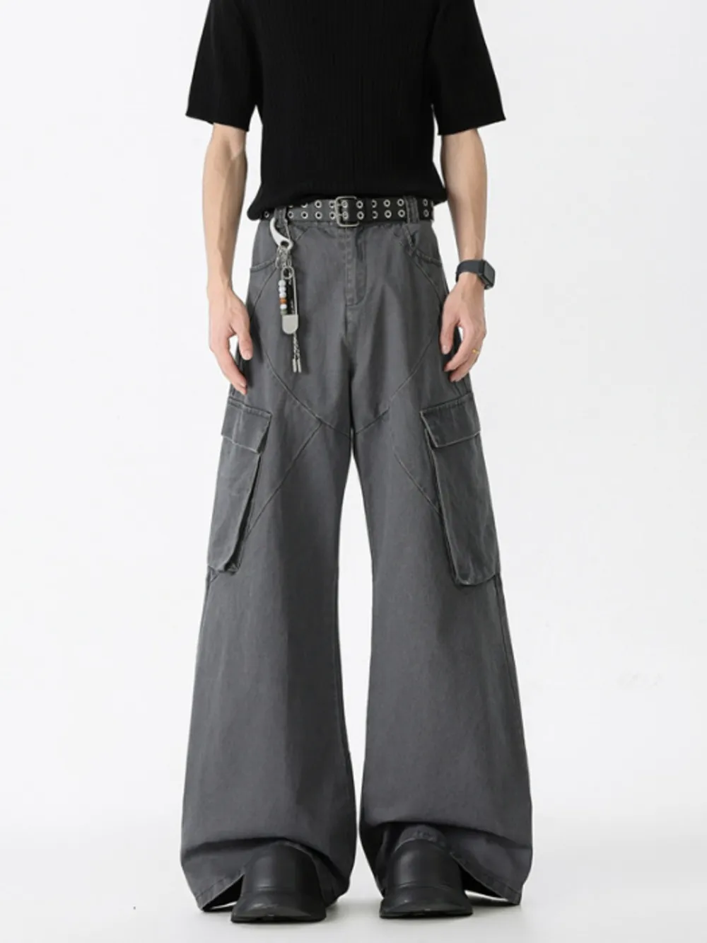 Men's Full Size Wide Leg Cargo Jeans Plus Size, image 3