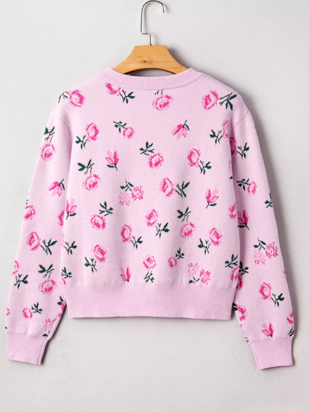 Floral Drop Shoulder Cropped Sweater, image 5