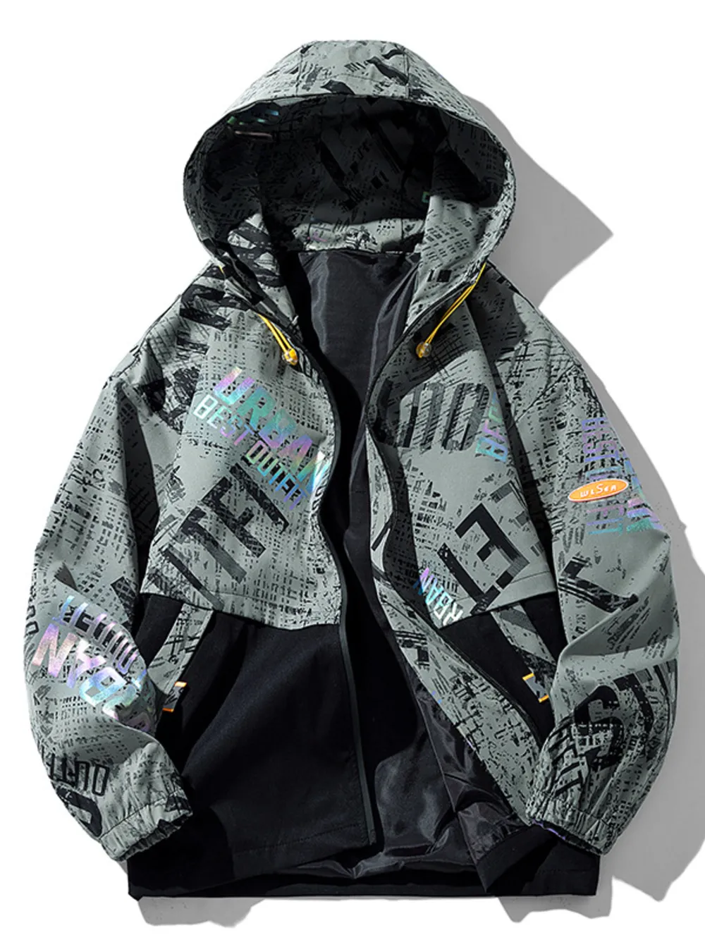 Men's Plus Size Zip Up Hooded Outerwear, image 2