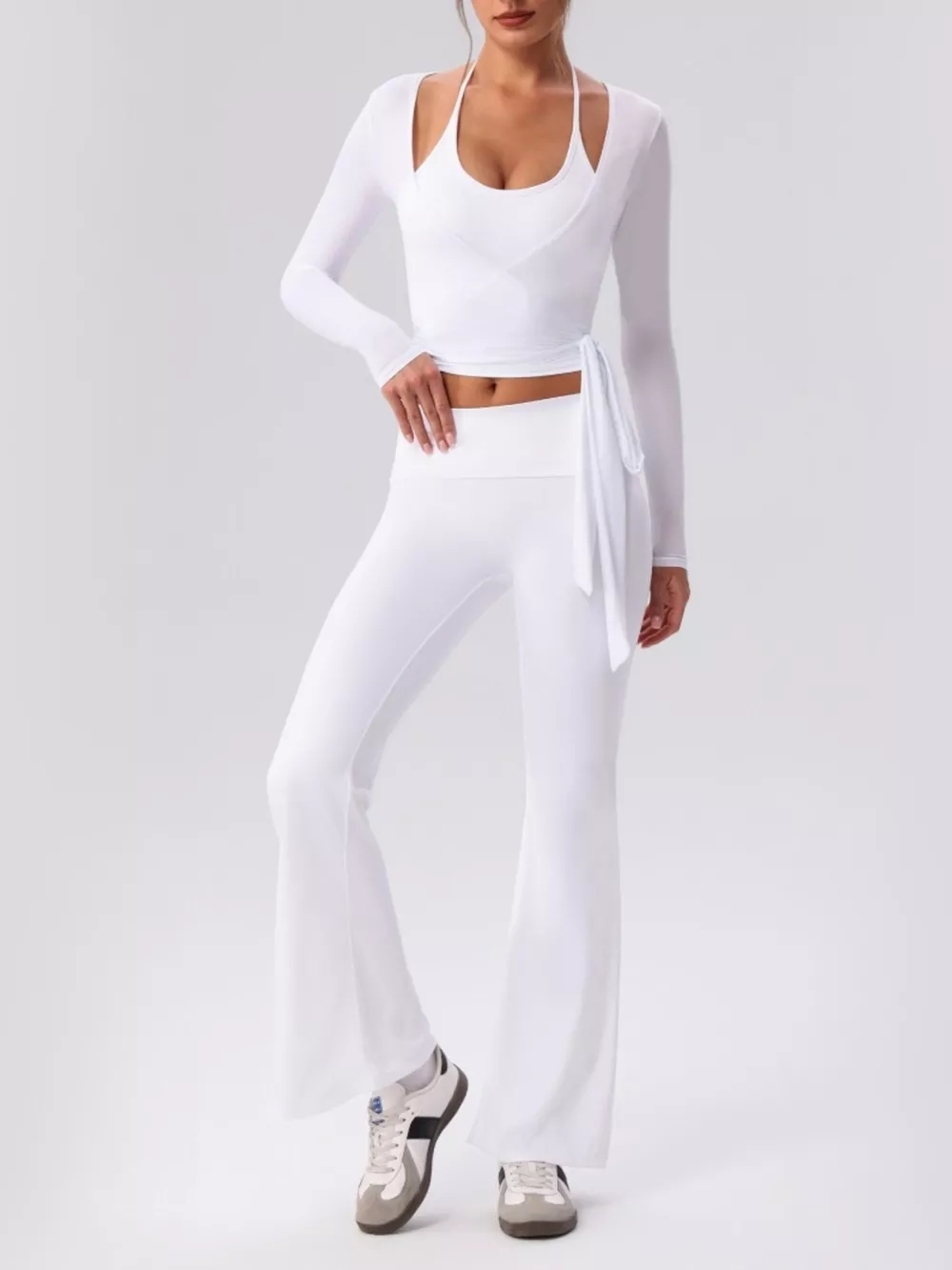 Halter Neck Cami and Flare Leggings Active Set