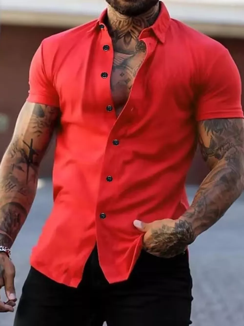 Men's Full Size Slim Fit Short Sleeve Button-Down Shirt Plus Size, image 9