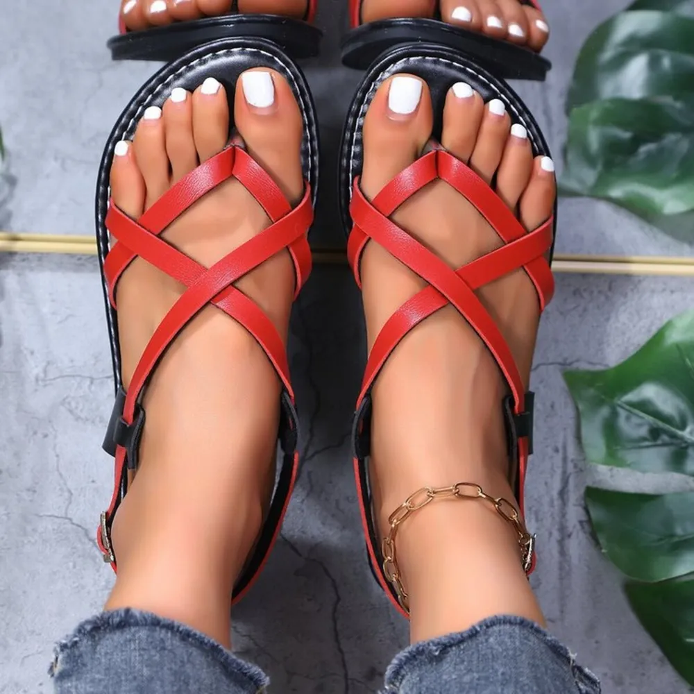 Strappy Cross-Strap Flat Sandals, image 10