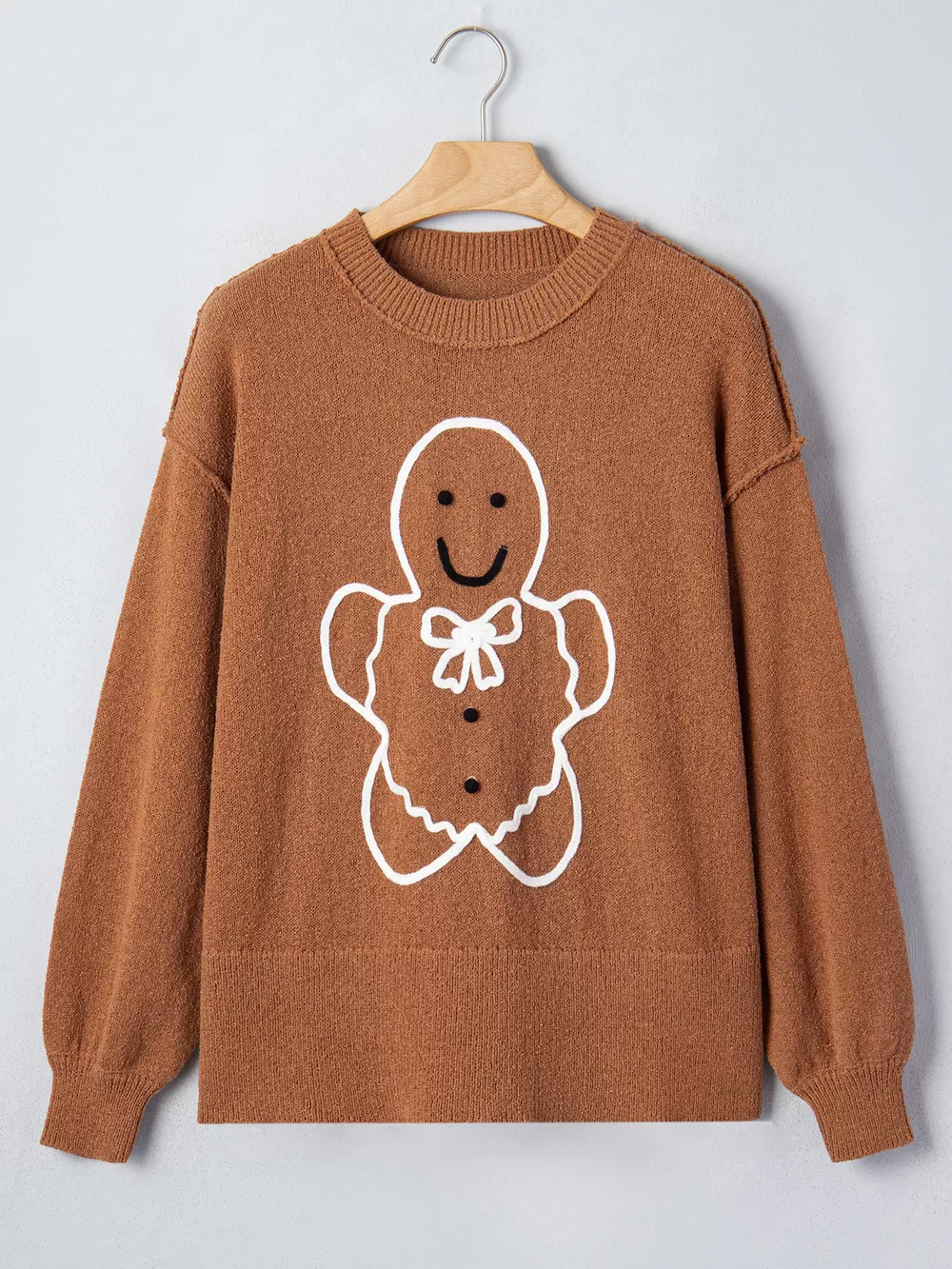 Oversized Drop Shoulder Round Neck Christmas Sweater, image 6