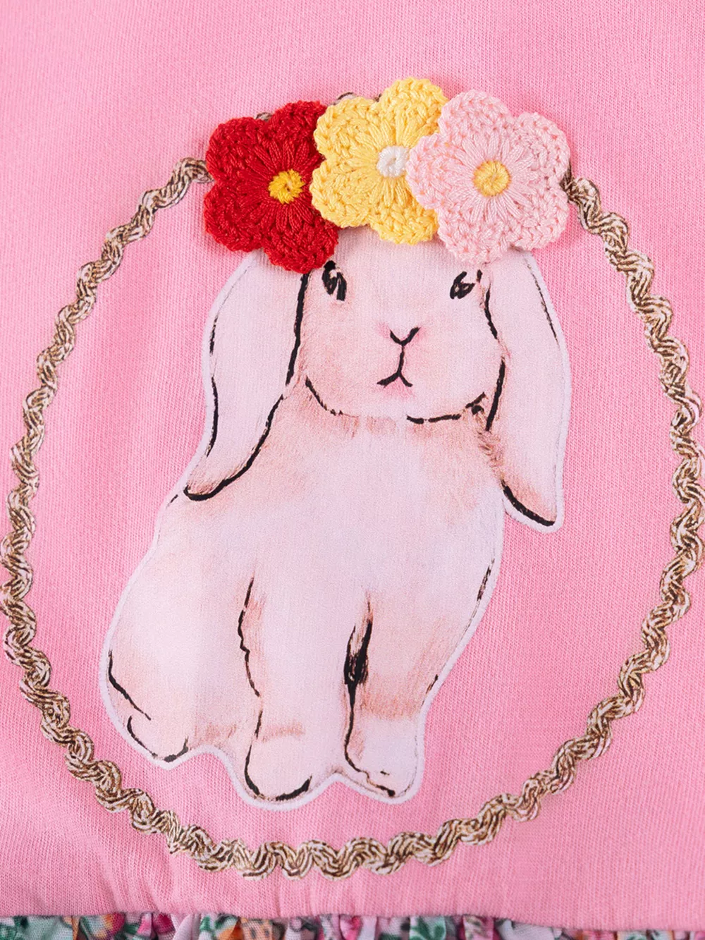 Children's Floral Print Bunny Ruffle Sleeve Dress, image 2