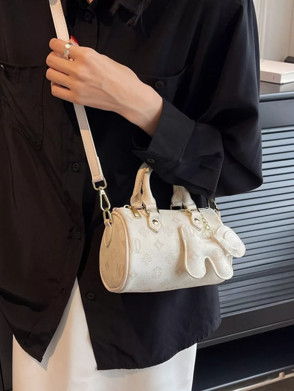 Barrel Crossbody Bag with Charm, image 5