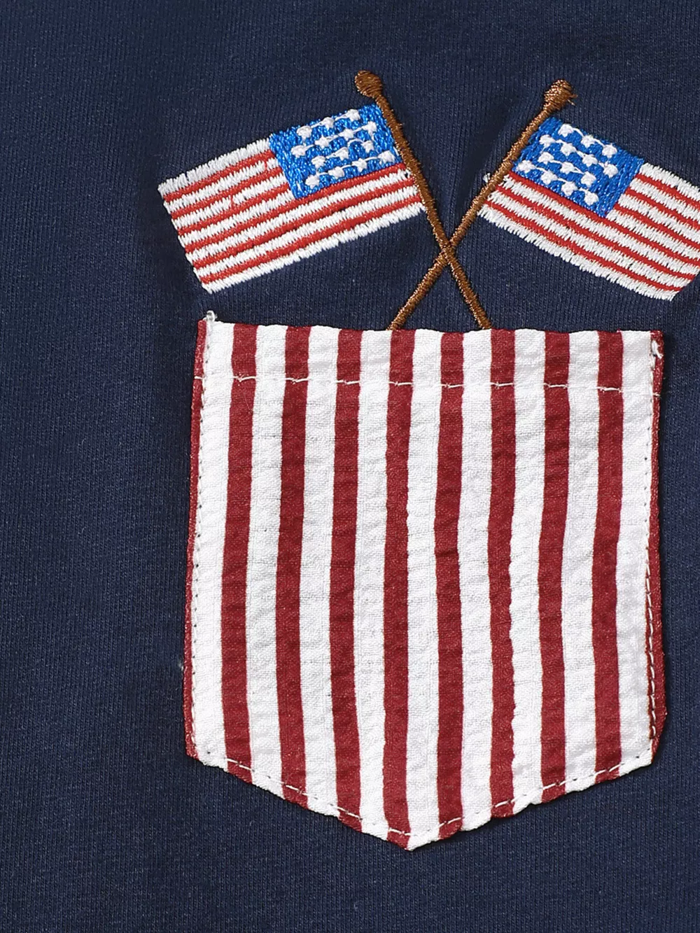 Children's American Flag Pocket T-Shirt and Striped Shorts Set, image 2