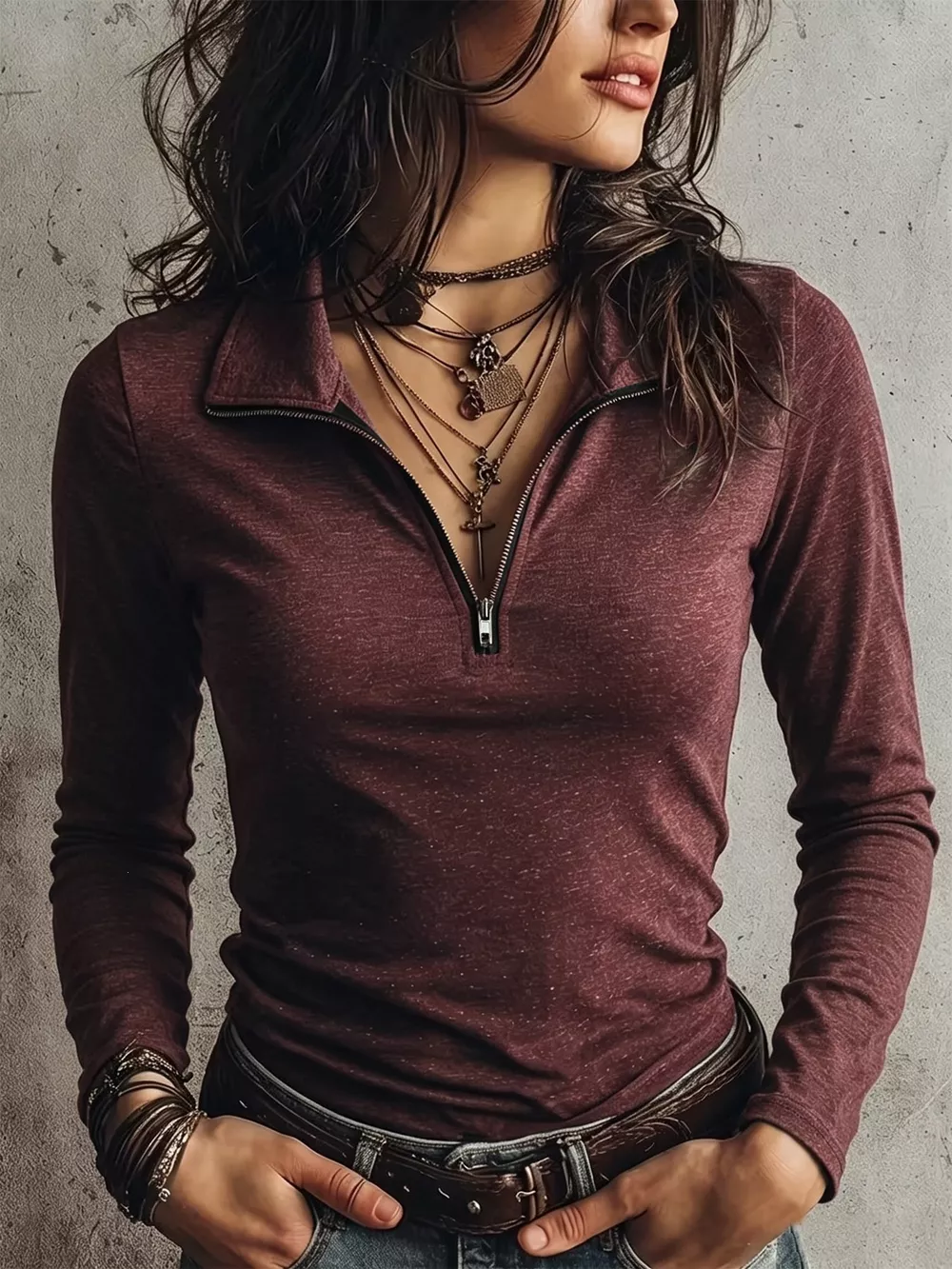 Slim Fit Long Sleeve Quarter-Zip T-Shirt, image 7