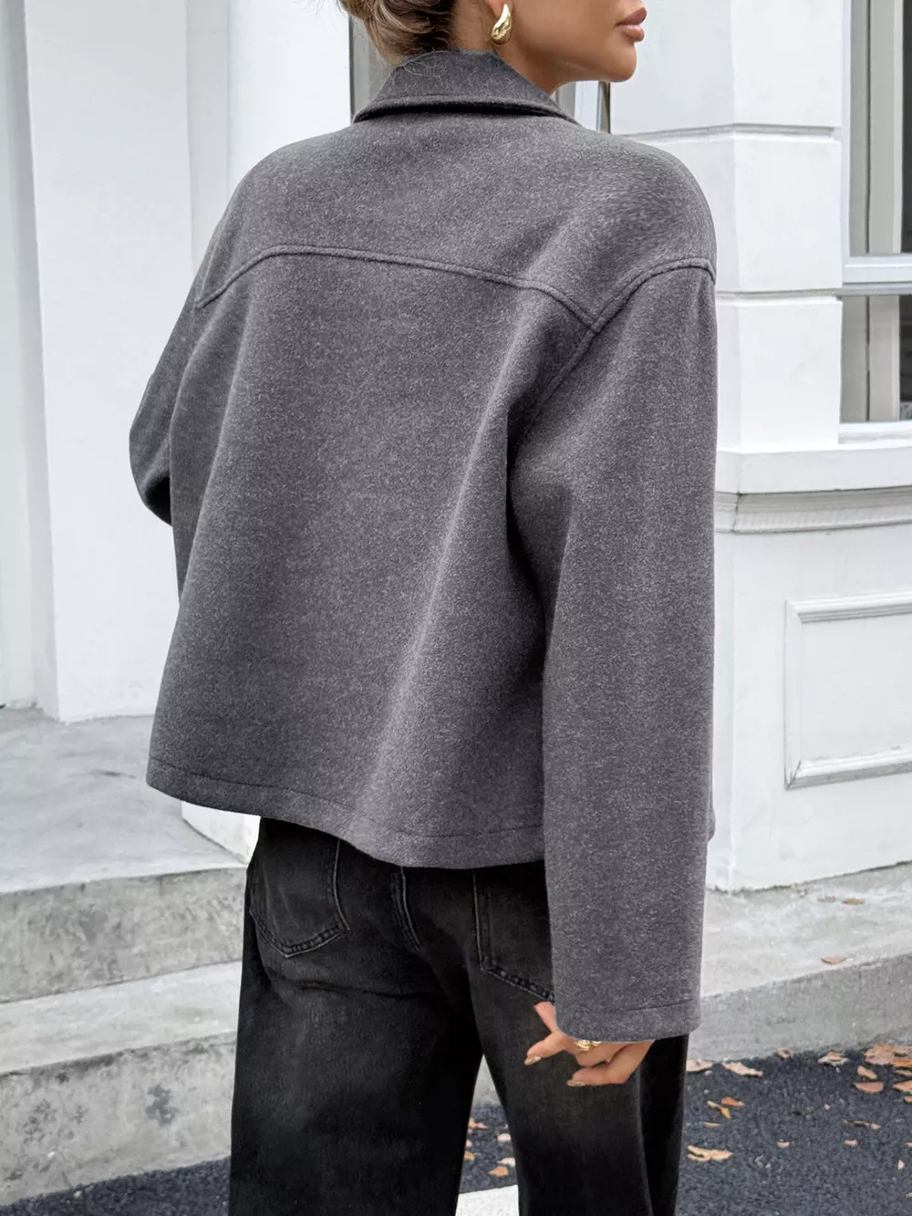 Zip-Up Dropped Shoulder Jacket, image 10