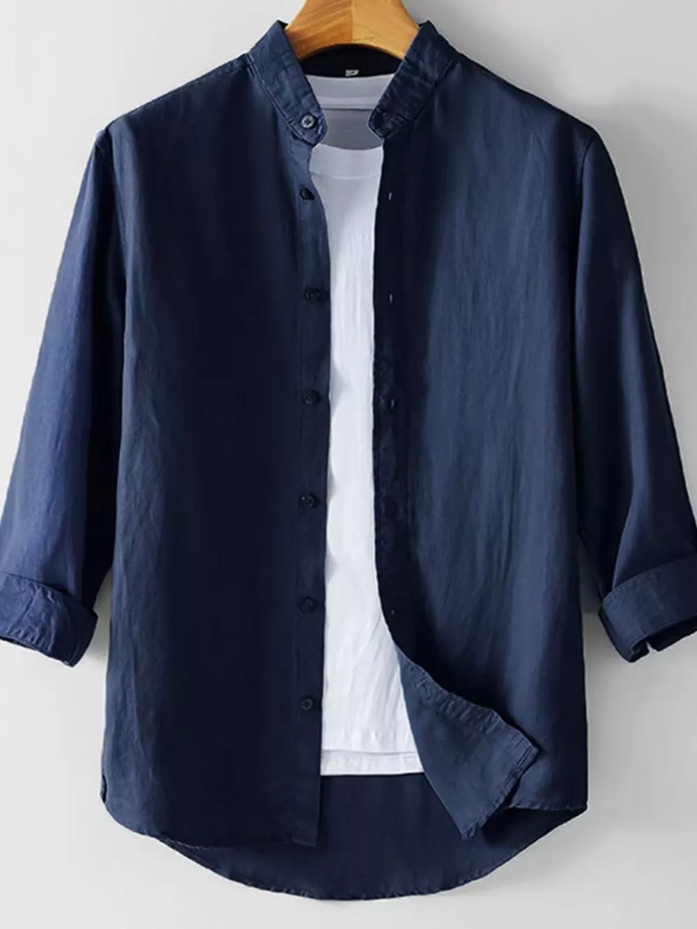 Men's Plus Size Button Up 3/4 Sleeve Shirt, image 3