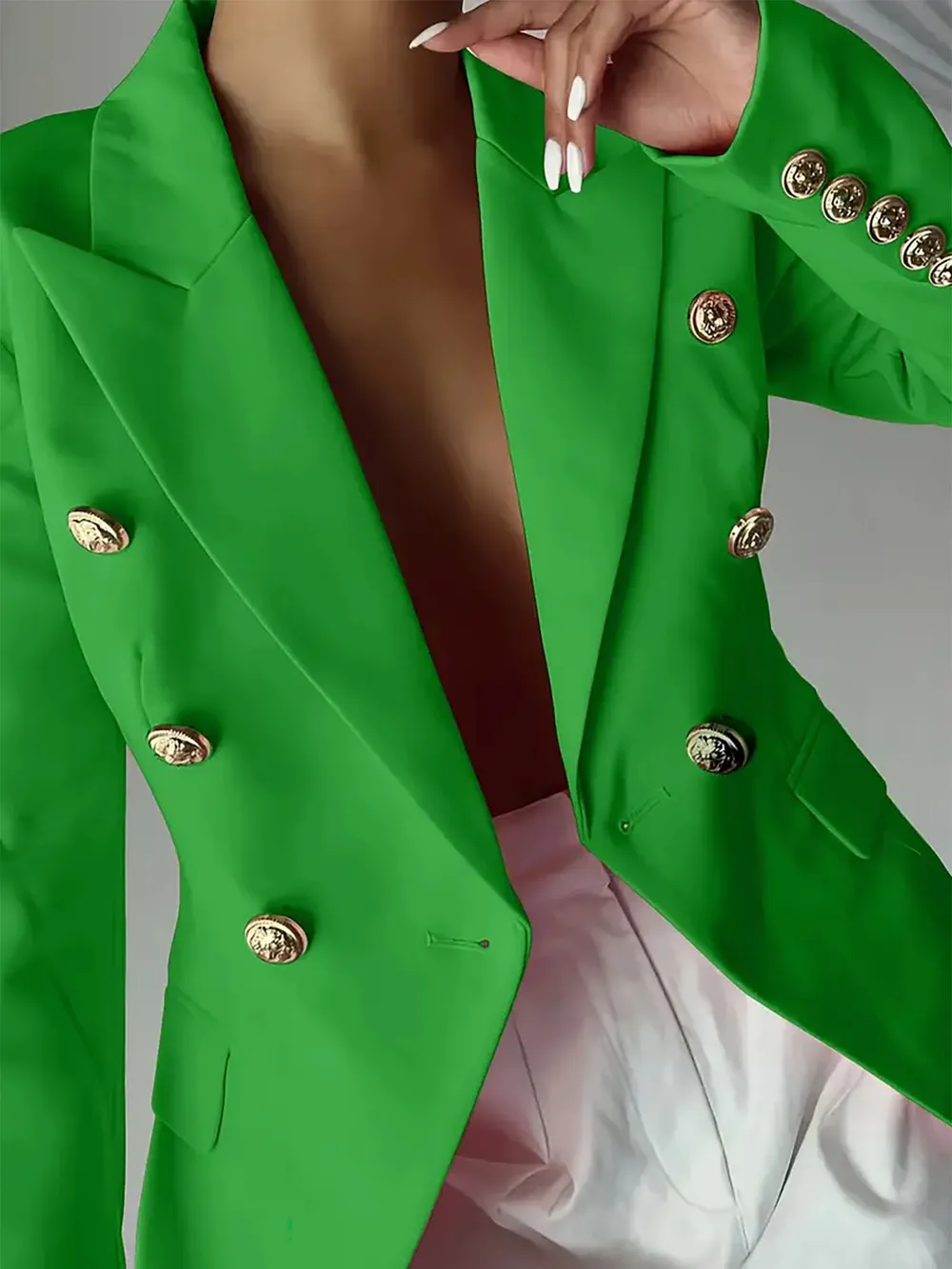 Decor Button Lapel Collar Blazer, image 10