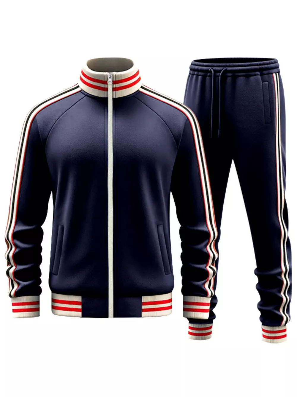 Men's Full Size Striped Zip Up Outerwear and Pants Plus Size, image 7
