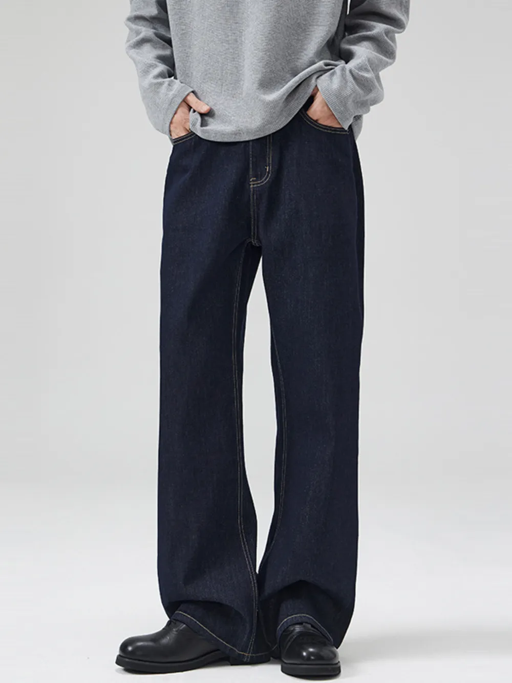 Men's Full Size Classic Washed Wide Leg Jeans Plus Size, image 3