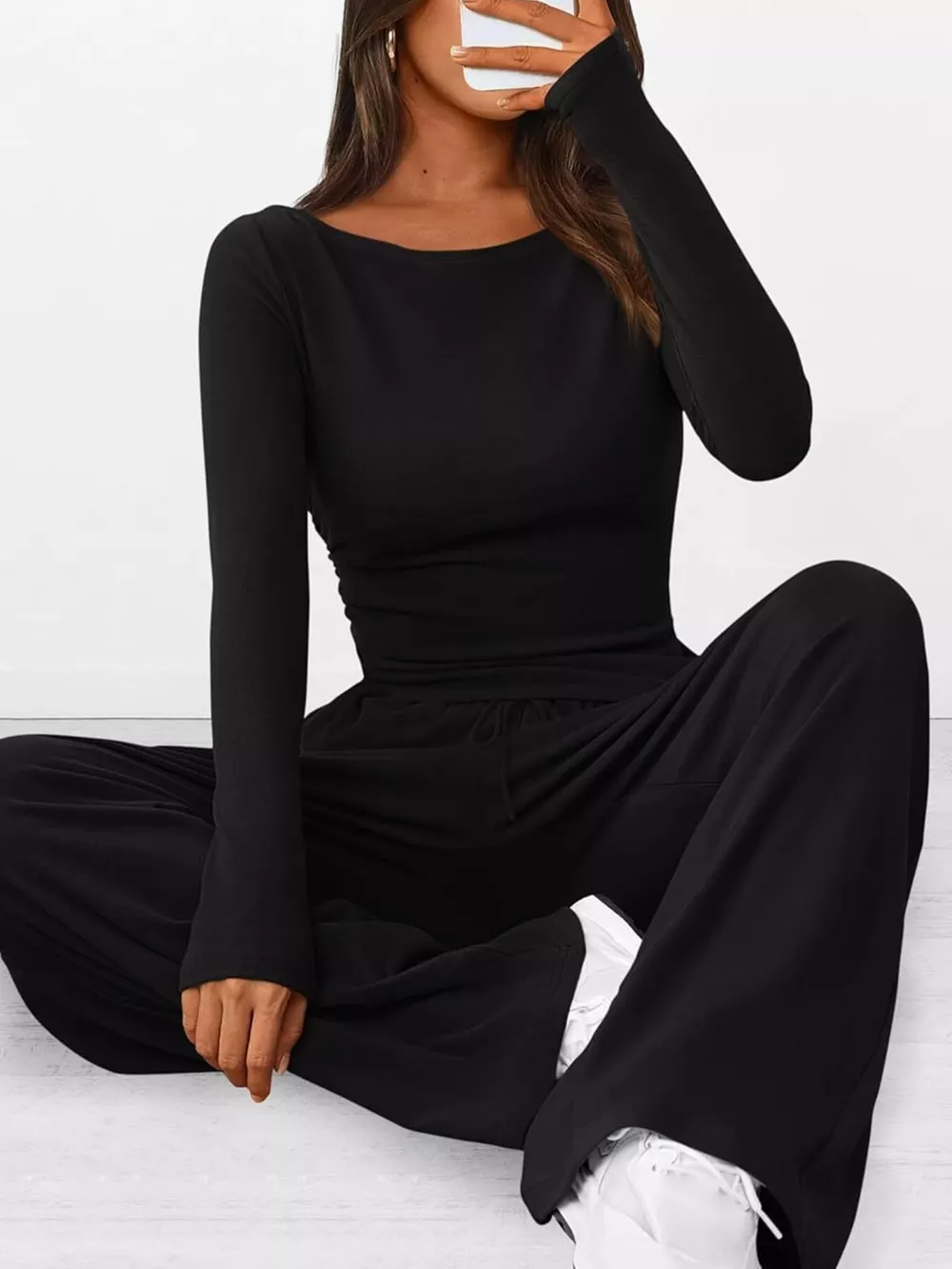 Long Sleeve Top and Wide Leg Pants Set, image 9